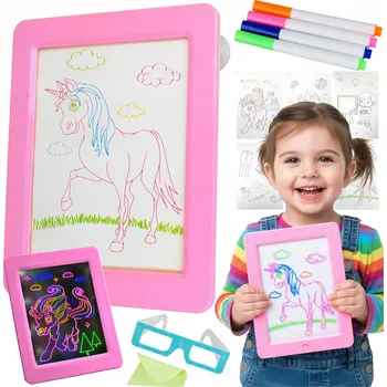 kreativní sada Podsvícená 3D Tabule na Kreslení s LED, Šablony, Brýle a Barevné Fixy