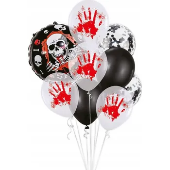 Balónek Halloweenské balónky LEBKA konfety LEBKA dekorace 9 ks EF