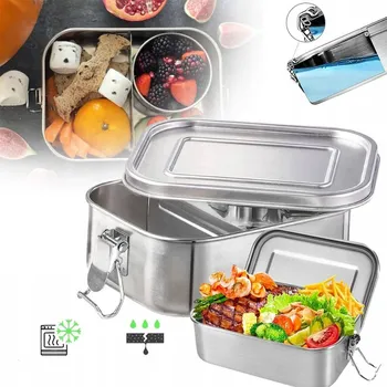 Svačinový box OBĚDOVÝ BOX Z Z NEREZOVÉ OCELI, VZDUCHOTĚSNÝ S PŘIHRÁDKAMI, 850 ML, BEZ BPA