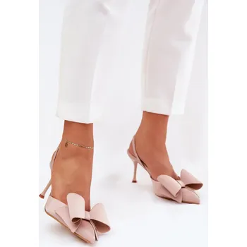 Dámské lodičky Boto Lodičky S Odkrytými Patami A Mašlí Eklevia Barva: Béžová, Velikost: 41