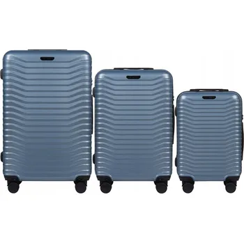 WINGS sada cestovních kufrů MODRÉ POLYKARBONÁT 4 kolečka šifrovací zámek