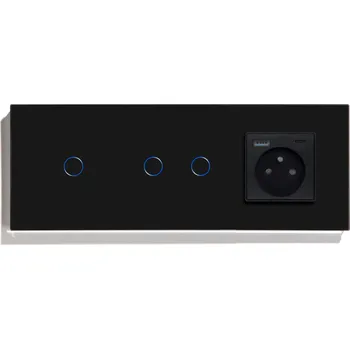 vypínač DOTYKOVÝ SPÍNAČ 1+2 S USB-C ZÁSUVKOU SKLENĚNÝ RÁMEČEK TROJITÝ 229mm