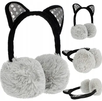 Sluchátka PLYŠOVÁ SLUCHÁTKA NA UŠI NASTAVITELNÁ ŠEDÁ KOČIČÍ UŠI