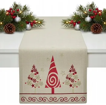 ubrus VÁNOČNÍ BĚHOUN NA STŮL 33x140 EUROFIRANY OSCAR ZLATÝ STROMEČKY