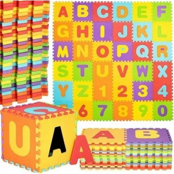 PĚNOVÉ PUZZLE PODLOŽKA 172X172 CM ABECEDA ČÍSLA 86 DÍLKŮ