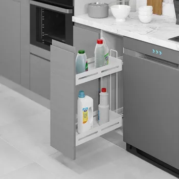 úložný prostor na hračky Starax Plnovýsuvný 2 koš s tlumením STARAX- lahvovník Unique Box pravý bílý s výsuvy BLUM 200mm 151x475x525mm S-2442-UB-W