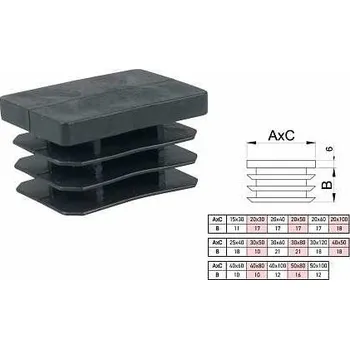 Dveřní kování Ucpávka plastová obdélníková 40x80mm černá