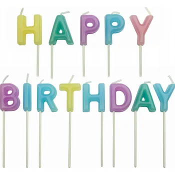 Pastelové narozeninové svíčky Happy Birthday - PME