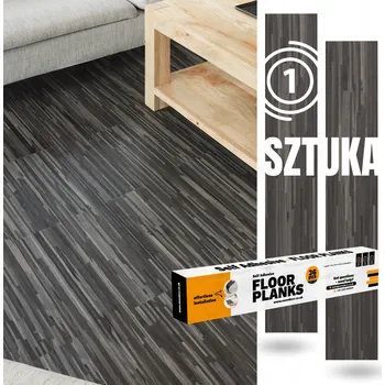 vinylová podlaha Černé samolepicí vinylové panely – tmavá parketová podlaha, 1 KUS – PVC lamela, vzor rybí kost