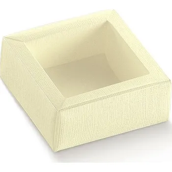 Dárková krabička Krabička na pralinky papír+obal plast 60x60,v.32mm, bílý dekor 1 ks/krabička