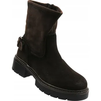 Dámská zimní obuv DÁMSKÉ KOTNÍKOVÉ BOTY POTOCKI 25-96307 HNĚDÉ, ZATEPLENÉ KOŽENÝM ZIPEM