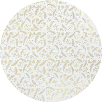 ubrus Autronic UBR097-9 vánoční ubrus kulatý bílý/zlatý 140 cm