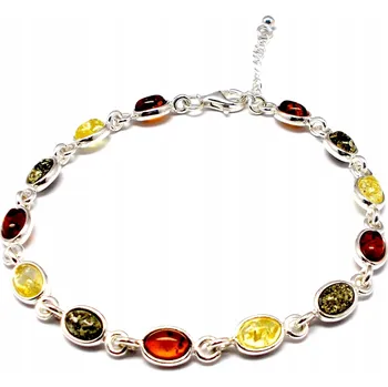 Náramek STŘÍBRNÝ NÁRAMEK S JANTAROM