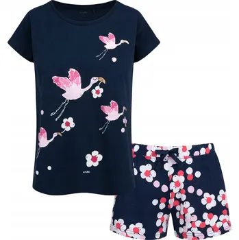 Dámské pyžamo Dámské pyžamo bavlněné L Tmavě modré Plameňáci Endo