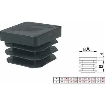 Nábytkové kování Ucpávka plastová čtvercová 60x60mm černá