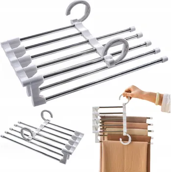 Věšák Věšák - organizér do skříně na 5 párů kalhot, velký výsuvný, bílý