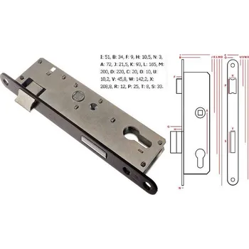 zadlabací zámek Zadlabací zámek ZZB 1 72/34/50mm pravý