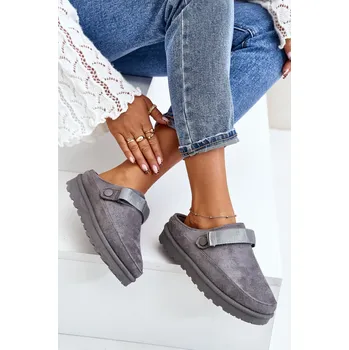 Dámské pantofle Boto Dámské pantofle zateplené kožíškem na platformě Azida Barva: Stříbrná, Velikost: 38