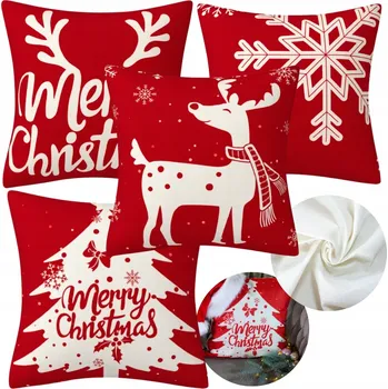 Povlak na dekorativní polštářek Dekorační povlak na polštář Vánoční červeno-bílý 4ks 45 x 45 cm