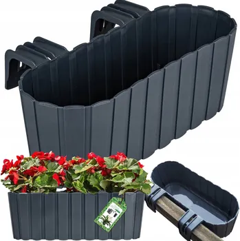 Květináč Květináč plast šedý Deco4Home 38,5 cm x 13,5 x 13 cm