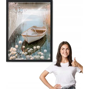 Obraz Obraz s rámem, vzor LODĚ A LOUKA černý rámeček 30x40 do kuchyně a jídelny