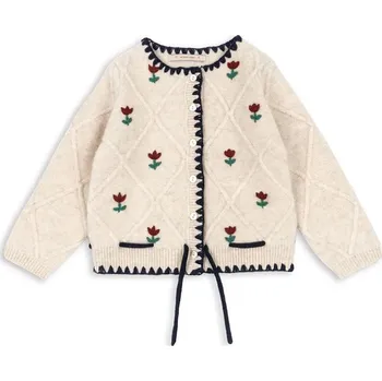 Dívčí oblečení Dětský bavlněný kardigan Konges Sløjd ISKA CARDIGAN KS104315.PreSpring béžová 02X, vel. 104