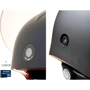 Motodoplněk Helma s integrovanou přední + zadní kamerou, 128GB, BT, WIFI, APP, štít, K2 (černá)