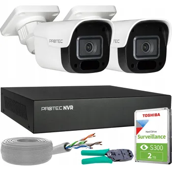 Bezpečnostní kamera Monitorovací sada 2 IP PoE kamer 4Mpx s mikrofonem, online náhled s HDD