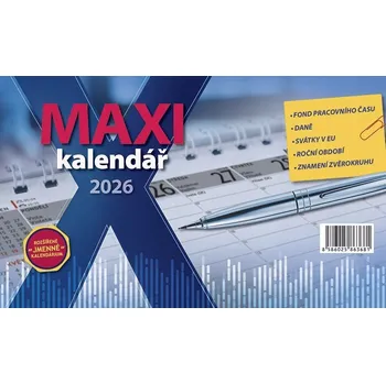 Kalendář Kalendář 2026 Maxi, stolní, 29,7 x 18 cm 2026