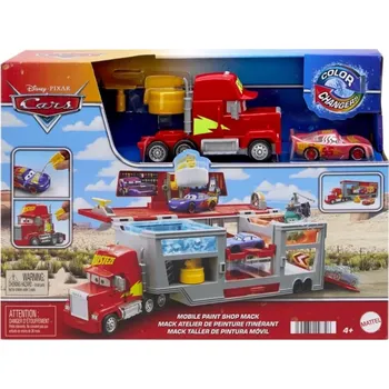 autíčko Mattel Cars Color Changers Mobilní lakovna Mack HPD82 červená