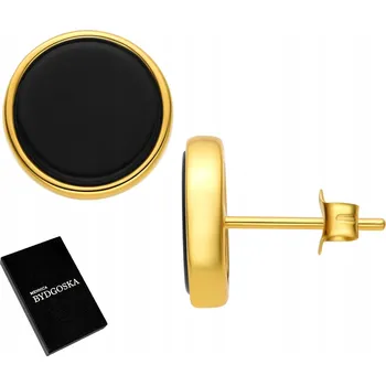 Náušnice ZLATÉ NÁUŠNICE S POZLACENÝMI ŠROUBKY STŘÍBRO 925 PRO ŽENU, ČERNÉ