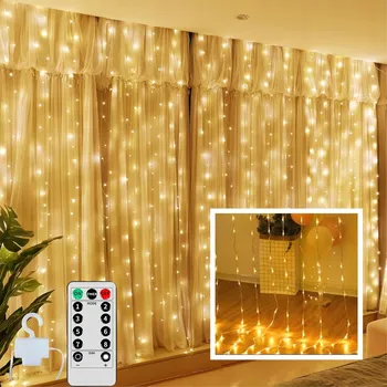 Vánoce SVĚTELNÝ ZÁVĚS SVĚTELNÝ ŘETĚZ BÍLÁ 3x3 metry 300 LED