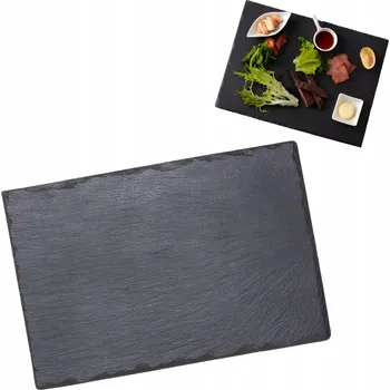 Kuchyňské prkénko KAMENNÁ KUCHYŇSKÁ DESKA NA SERVÍROVÁNÍ JEDNOHUBEK ČERNÁ PRÉMIOVÁ TALÍŘ BŘIDLICE