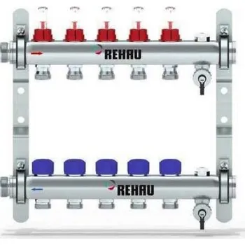 rozdělovač topení Rehau HKV-D5 rozdělovač 5 okruhů pro podlahové topení, s průtokoměry, nerez ocel