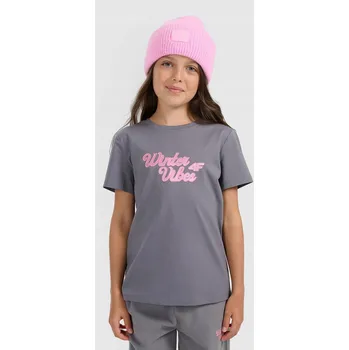 Dětská móda 4F dětské tričko šedé bavlna velikost 146