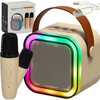 Karaoke KiK Karaoke set  Bluetooth reproduktor USB LED + 2 mikrofony
