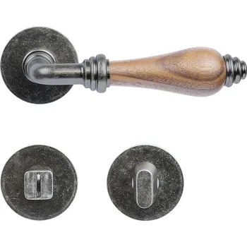 Dveřní kování Richter Czech RK.E16.BERGAMO.WC.AS starostříbrná+přírodní dřevo - černý ořech