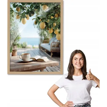 Obraz Obraz s rámem vzor LÉTO V ŘECKU, dřevěný rámeček 30x40, plexisklo, do kuchyně
