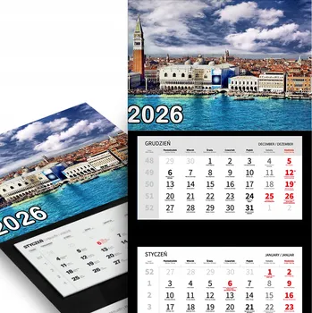 Obraz TRÍDÍLNÝ KALENDÁŘ 2026 NA ZEĎ Kancelářský Palác Dožů Krajina Mix Vzorů