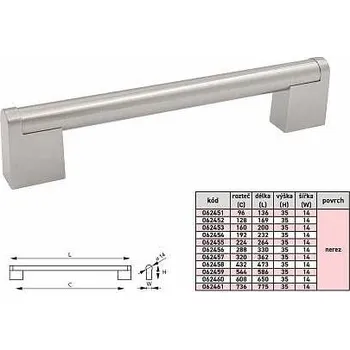 Nábytkové kování ALENA I d14/288/329mm úchytka NEREZ