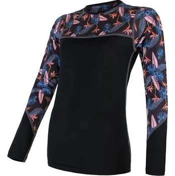 Sport Triko dlouhé dámské SENSOR MERINO IMPRESS černé/floral L