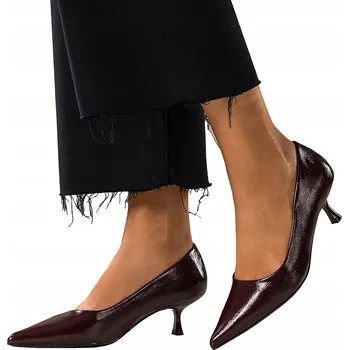 Dámské lodičky Lodičky čokoládové dámské POHODLNÉ lakované podpatek jehlový MÓDNÍ vel. 38