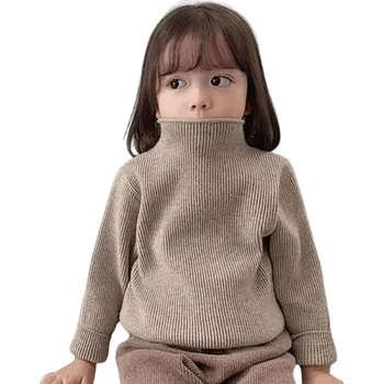 Dívčí svetr Dívčí pletený svetr s rolákem Dlouhý rukáv Jednobarevný Teplý batolecí svetr Viskóza Bavlna Různé barvy Podzimní a zimní dětský svetr krémová 9-12 měsíců