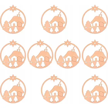 Vánoční dekorace Vánoční Vánoční Koule domeček 9x8cm 10 Ks VÁNOČNÍ dekorace