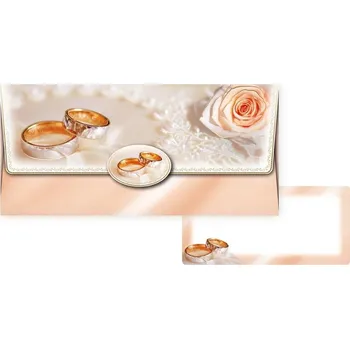 Kalendář Obálka na peníze svatební 55-110, svatební prstýnky a růže