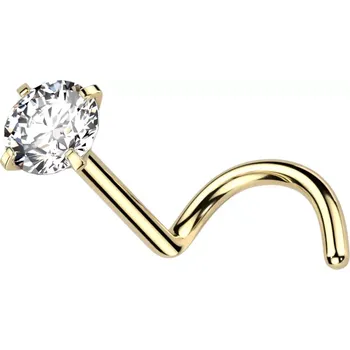 Piercing Zahnutý piercing do nosu z titanu - čirý zirkon, různé barvy, 1 mm - Barva: Černá