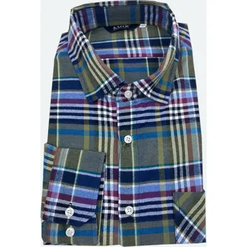 Pánská košile Pánská košile flanelová (zelená kostka kombinovaná) - v nadměrné velikosti 3714