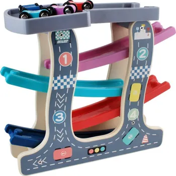 autodráha Miniaturní dřevěná autodráha - 4 autíčka