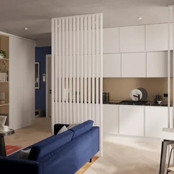 Obývací stěna Lamelová dělící stěna, kompletní sada, výška a šířka dle výběru, bílý mat 51 cm