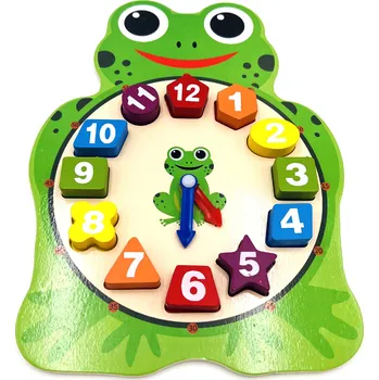 Výuková hračka Dřevěné naučné hodiny - Žába
